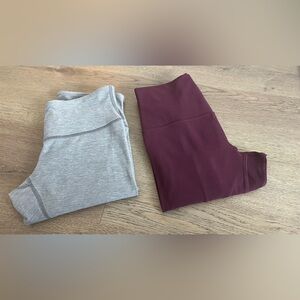 Lululemon High-Rise Leggings Bundle – Size 4, Grey & Burgundy